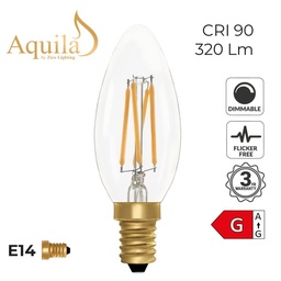 [ZL-C35/4W22E14C] Candle C35 Clear 4W 2200K E14 Light Bulb