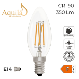 [ZL-C35/4W27E14C] Candle C35 Clear 4W 2700K E14 Light Bulb