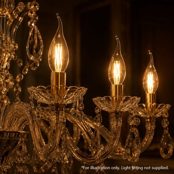 C35 Flame Tip Candle Clear Vintage Warm Decorative LED Filament Bulb 4W 2200K E14