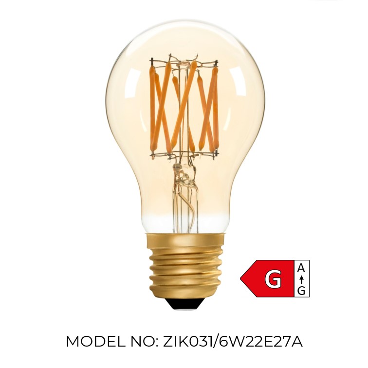 GLS A60 Amber 6W 2000K Light Bulb