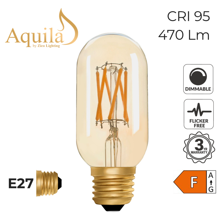T45 Radio Amber Ultra Warm Decorative LED Filament Bulb 5.5W 2000K E27