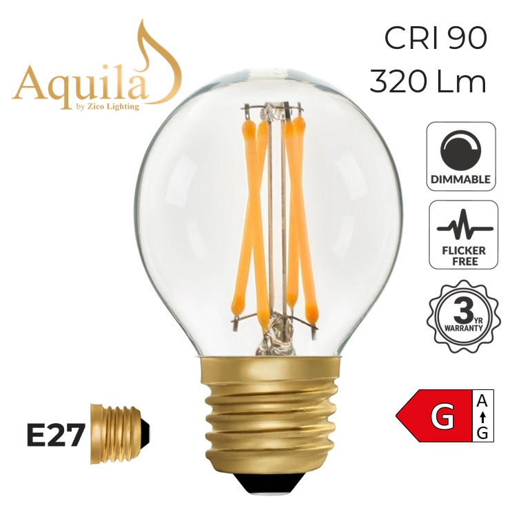 Golfball G45 Clear 4W 2200K E27 Light Bulb