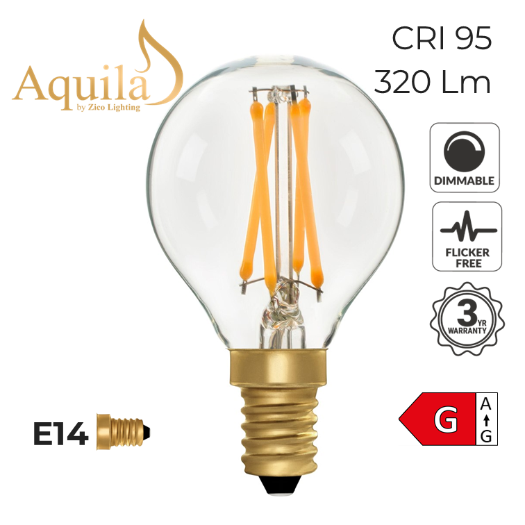 G45 Golfball Clear Vintage Warm Decorative LED Filament Bulb 4W 2200K E14