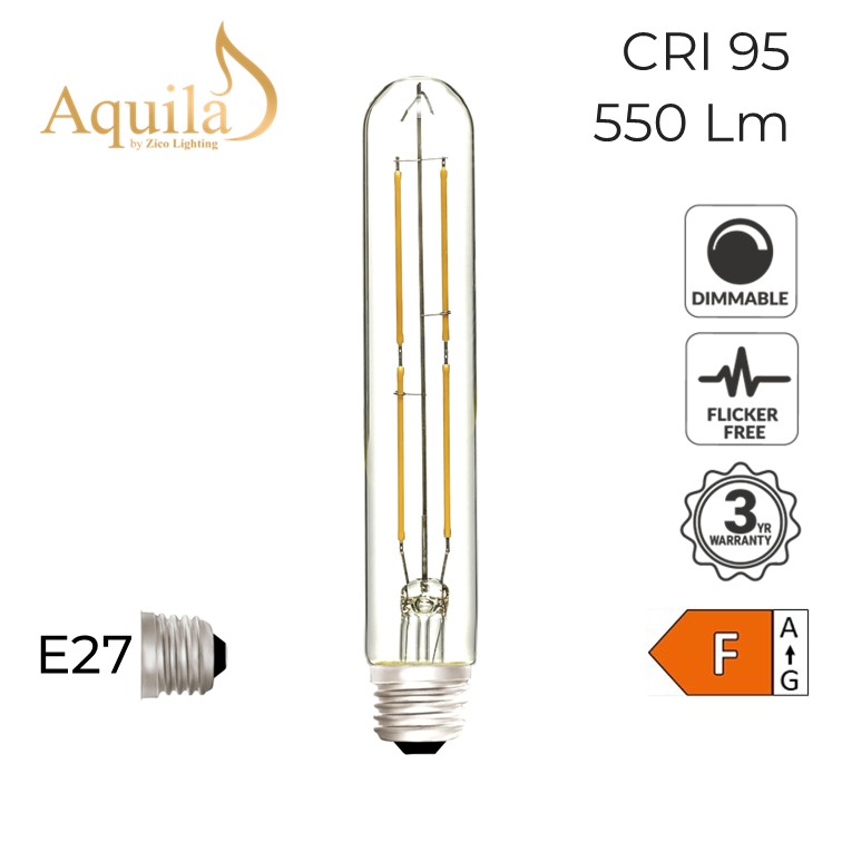 Tube T30 185mm Clear 6W 2700K E27 Light Bulb