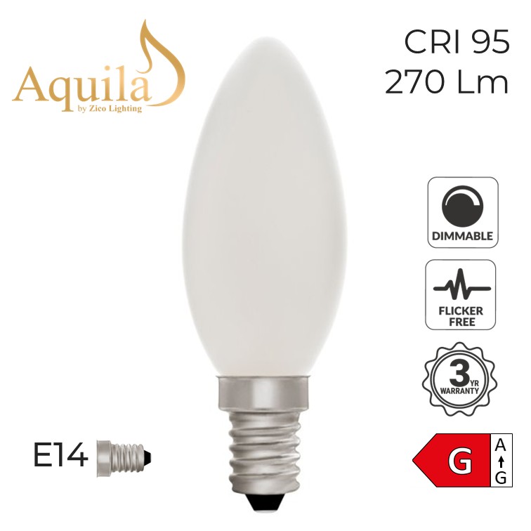 C35 Candle Porcelain Dim-to-Warm Decorative LED Filament Bulb 4W 2000K-2800K E14
