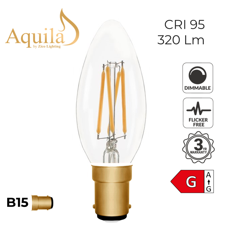 Candle C35 Clear 4W 2200K B15 Light Bulb