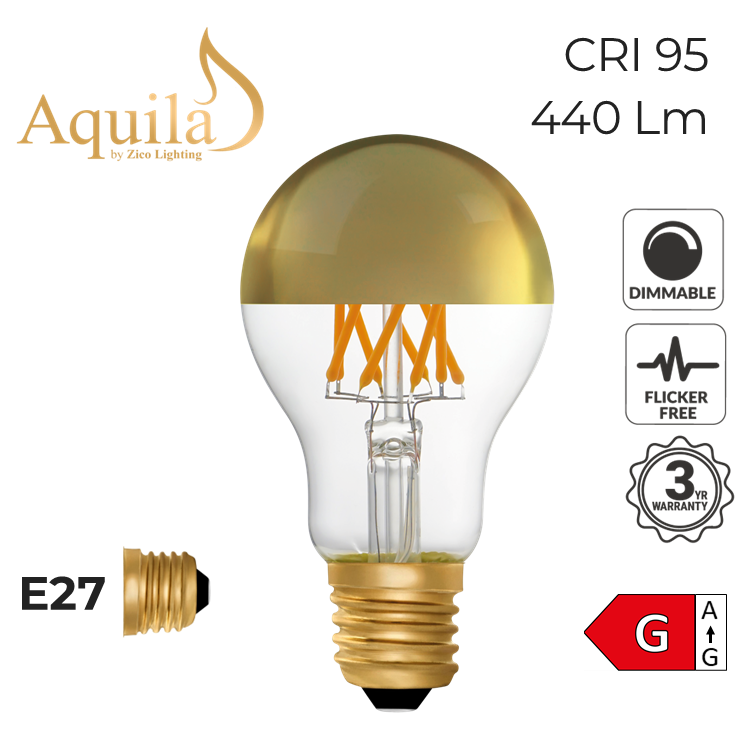 GLS A60 Gold Mirrored 6W 2200K E27 Light Bulb