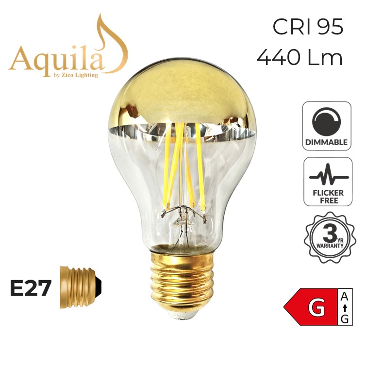 GLS A60 Gold Mirrored 6W 2200K E27 Light Bulb