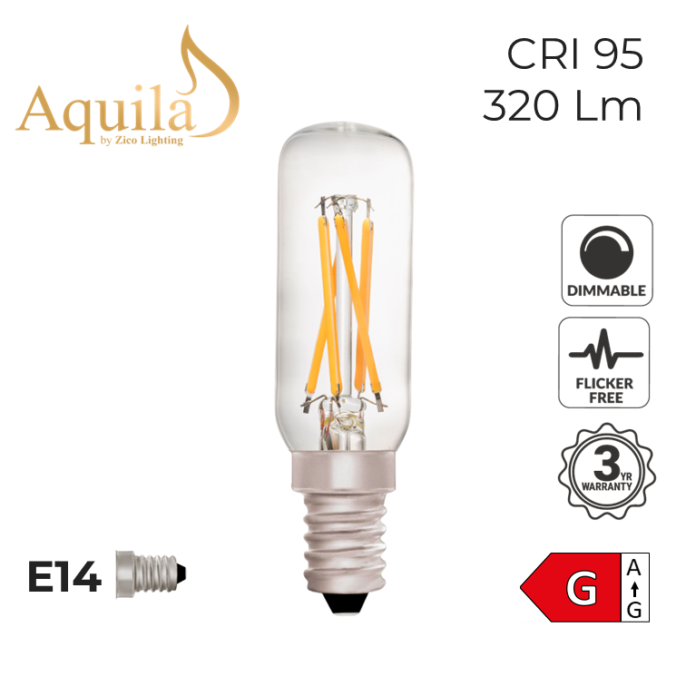 T25 Tube Picture Light Clear Warm White Decorative LED Filament Bulb 4W 2700K E14