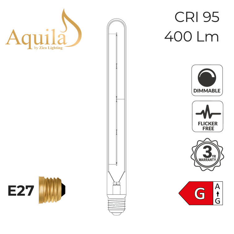 Tube T30 290mm Amber 6W 2000K E27 Light Bulb