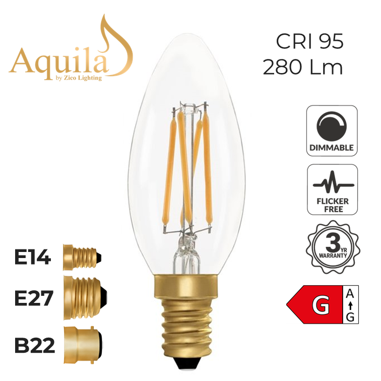 Candle C35 Clear 4W 2200K Light Bulb