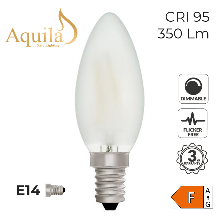 C35 Candle Frosted Dim-to-Warm Decorative LED Filament Bulb 4W 2000K-2800K E14