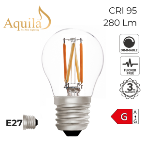 G45 Golfball Dim-to-Warm Clear Decorative LED Filament Bulb 4W 2000K to 2800K E27