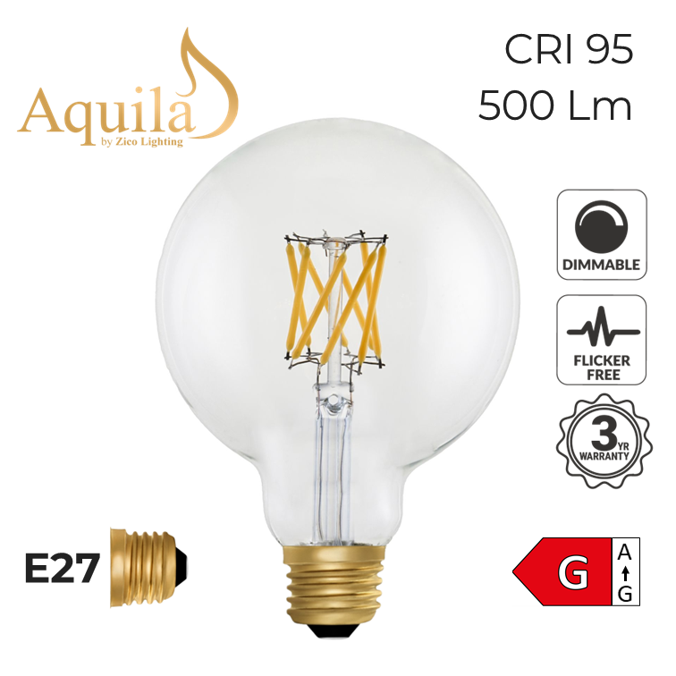 G95 Globe Clear Vintage Warm Decorative LED Filament Bulb 6W 2200K E27