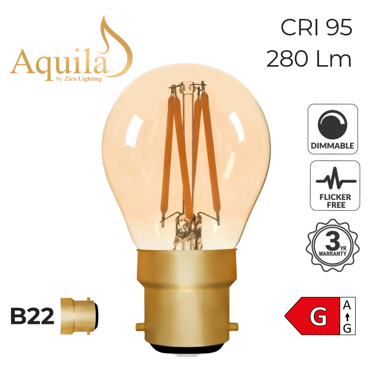 Golfball G45 Amber 4W 2000K B22 Light Bulb