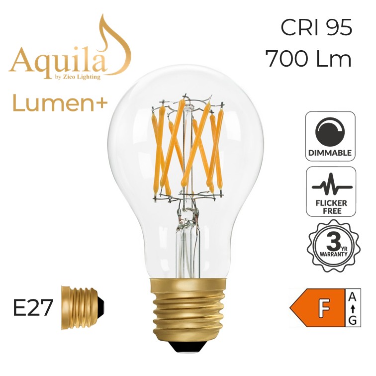 GLS A60 Clear 8W 2200K E27 Lumen+ Light Bulb