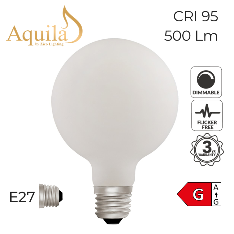 G95 Globe Porcelain Dim-to-Warm Decorative LED Filament Bulb 6W 2000K-2800K E27