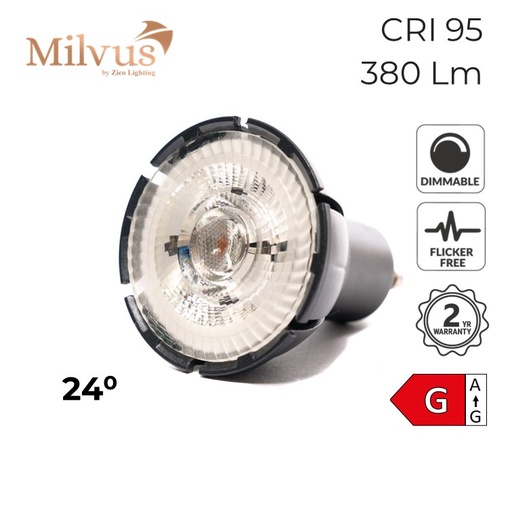[ZFXGU10/7WDW24B] GU10 Colour Balance Dim-to-Warm LED Spotlight Bulb 7W 2000K-3000K 24°