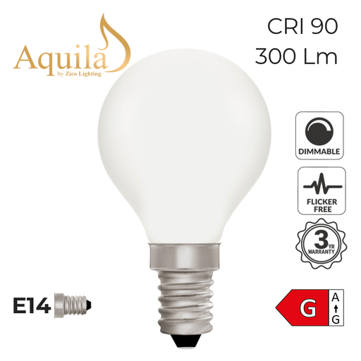 [ZIK017/4W27E14P] ​Golfball G45 Porcelain 4W 2700K Light Bulb