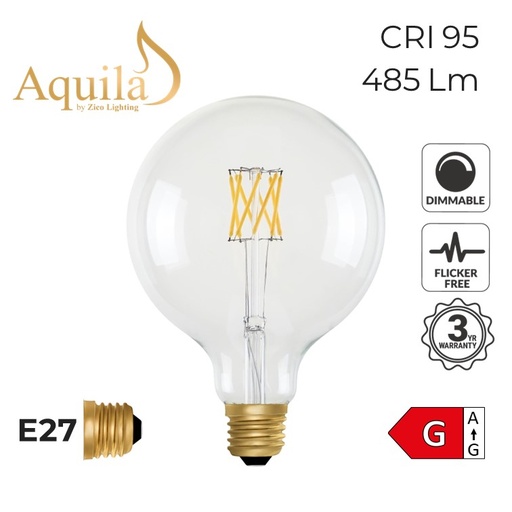 [ZIKG125/6W22E27C] Globe G125 Clear 6W 2200K E27 Light Bulb