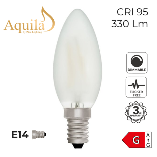 [ZL-C35/4W27E14F] C35 Candle Frosted Warm White Decorative LED Filament Bulb 4W 2700K E14