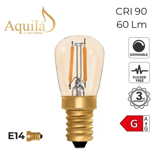 [ZL-ST26/1W22E14A] ST26 Pygmy Amber Ultra Warm Decorative LED Filament Bulb 1W 2200K E14