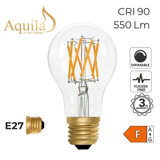 [ZL-A60/6W22E27C] GLS A60 Clear 6W 2200K E27 Light Bulb