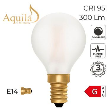 [ZL-G45/4W22E14F] G45 Golfball Frosted Vintage Warm Decorative LED Filament Bulb 4W 2200K E14