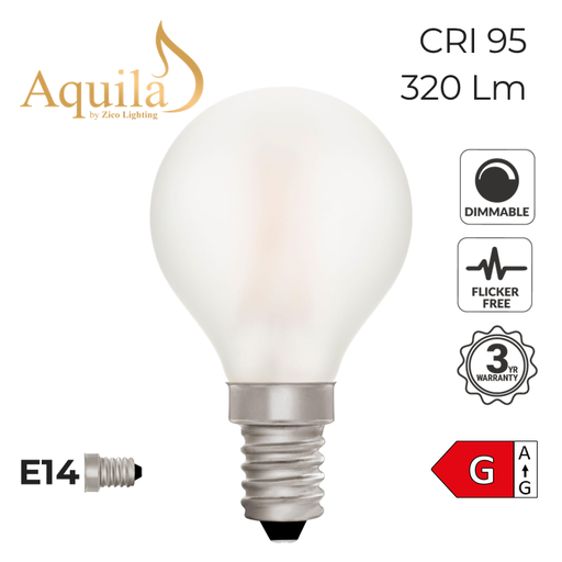 [ZL-G45/4W27E14F] G45 Golfball Frosted Warm White Decorative LED Filament Bulb 4W 2700K E14