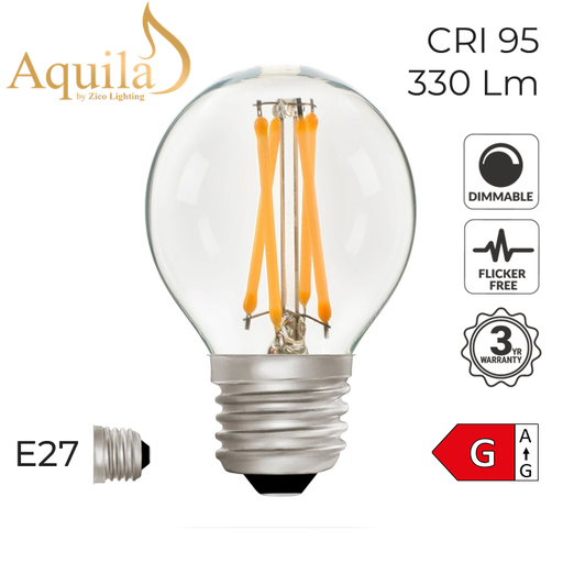 [ZL-G45/4W27E27C] Golfball G45 Clear 4W 2700K E27 Light Bulb