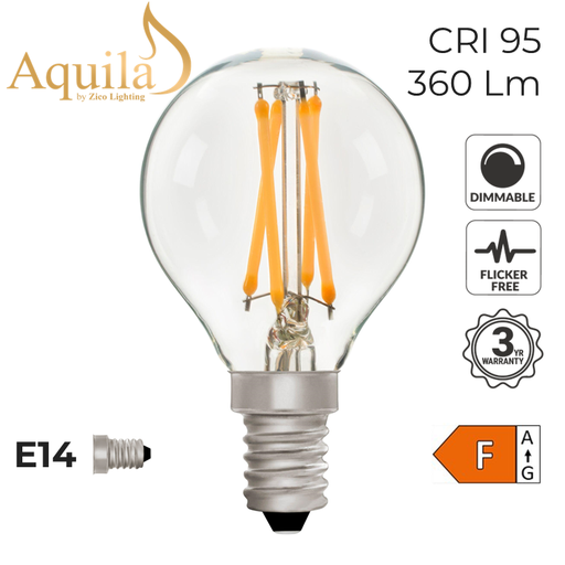 [ZL-G45/4W27E14C] Golfball G45 Clear 4W 2700K E14 Light Bulb