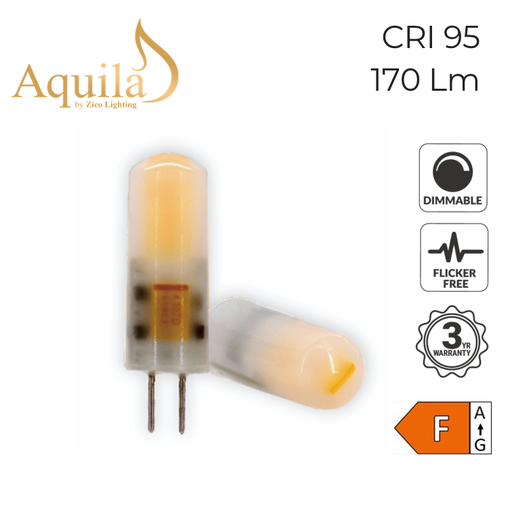 [ZL-G4/1.5W2715VF] G4 Frosted CRI95+ COB Warm White LED Capsule Bulb 1.5W 2700K 9-15V