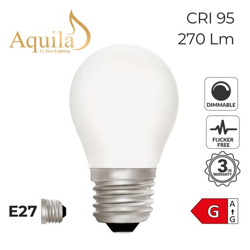 [ZL-G45/4WDWE27P] G45 Golfball Dim-to-Warm Porcelain Decorative LED Filament Bulb 4W 2000K to 2800K E27