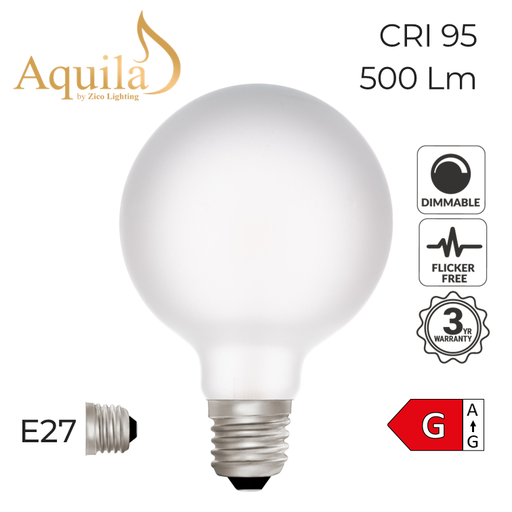 [ZL-G95/6WDWE27F] G95 Globe Frosted Dim-to-Warm Decorative LED Filament Bulb 6W 2000K-2800K E27
