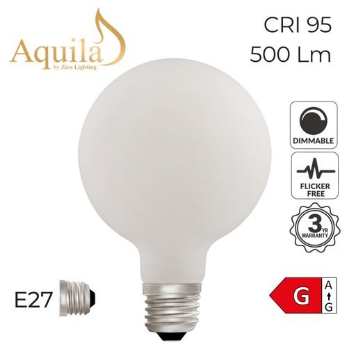 [ZL-G95/6W27E27P] G95 Globe Porcelain Warm White Decorative LED Filament Bulb 6W 2700K E27